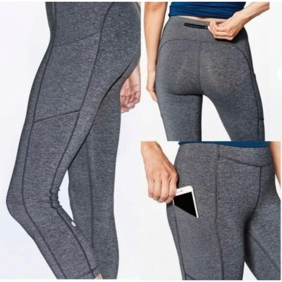 Lululemon Speed Up Crop 21” Tights Leggings: Heathered Black (Grey) size 8 - Picture 2 of 7
